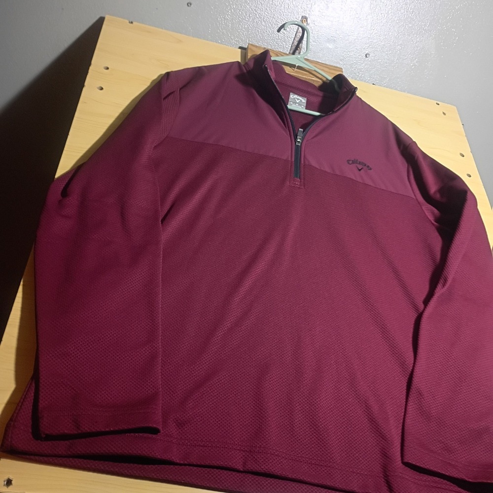 Callaway Quarter Zip Pullover, Mens XL Burgundy Textured Golf Sweater - Picture 11 of 16